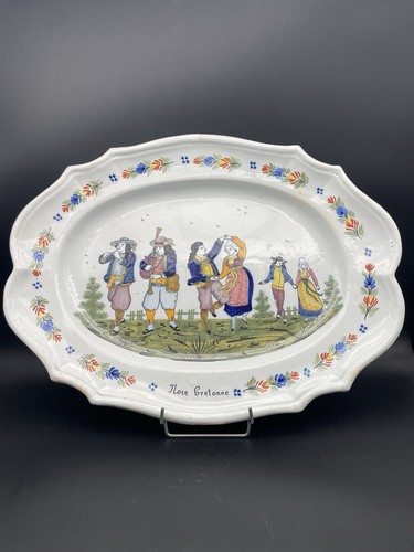 Grand plat faïence quimper - hb,