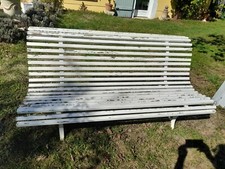 Banc Blanc à lattes en bois  et structure  métal longueur 160 cm