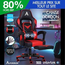 ALFORDSON Chaise de Jeu Siège de Bureau Rembourrage Épais Repose-pieds Exécutif