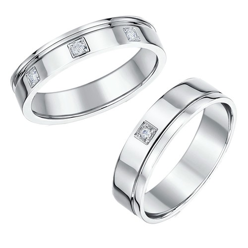 Blanc 18ct anneaux - or, mariage