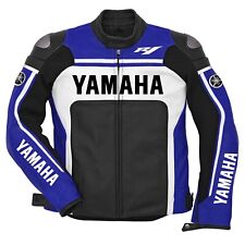 YAMAHA Veste Motard en Cuir Hommes Veste en Cuir de Motard Veste en Cuir de Moto