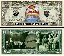 LED ZEPPELIN - BILLET 1 MILLION DOLLAR US ! ROBERT PLANT JIMMY PAGE John Bonham