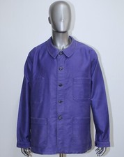 French Vintage Blue Moleskin Work Jacket ADOLPHE LAFONT Size XL Made in France