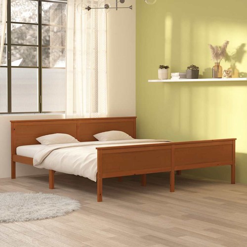 Cadre lit marron miel bois - cadre,