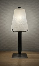 Art Déco Lampe Veilleuse Ancienne Fer Forgé Obus Globe Muller  1930