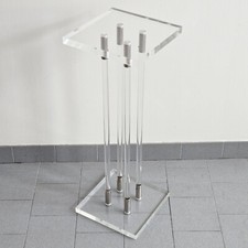 SELLETTE GUERIDON COLONNE VINTAGE 1970 EN PLEXIGLAS & ACIER 70S RETRO ANNEES 70