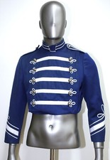 Vintage 1970s Blue Wool Marching Band Uniform Short Jacket Size S Made in USA