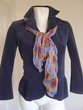 VESTE  " SINEQUANONE " VELOURS MILLES RAIES BLEU PETROLE TAILLE 40 / 42