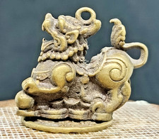 Ancienne sculpture pendentif dragon chance bronze artisanat chinois #2498