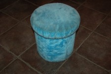 Vintage Pouf moumoute bleue