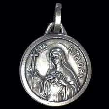 MEDAILLE en métal argenté Sainte Rita Patronne des causes perdues désespérées