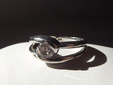 bague argent 925 bi-bande & solitaire zircon TAILLE 51 (16,24mm)