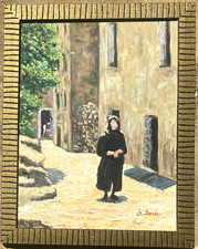 Tableau Huile Vielle Corse dans les rues du village