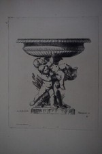 PEQUEGNOT (1819-1878) GRAVURE XIX ORNEMENT VERSAILLES BAROQUE FONTAINE ANTIQUE C