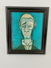 Tableau Bernard Buffet 55 Le Clown Reproduction Sur Toile Encadrée 32x27 Cm