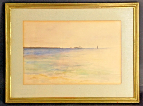 Aquarelle paysage bord mer - aquarelle, de