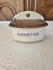 Ancienne Boite Allumettes Suspension Murale Mur Faience Sarreguemines Vintage