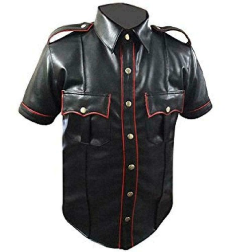 Veste chemise police cuir - police, en