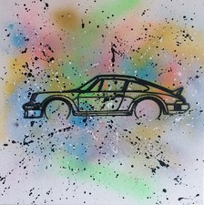 PYB signed Porsche 911  tableau pop STREET ART  graffiti painting canvas