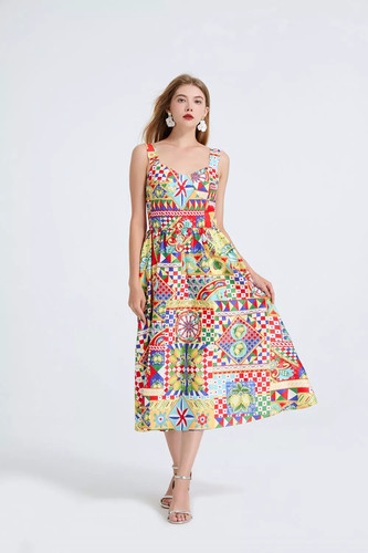 Robe longue multicolore - robe,