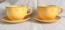 2 TASSES A DEJEUNER OU A CHOCOLAT FAIENCE GENEVIEVE LETHU ALICE JAUNE D 12,5 cm