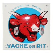 Plaque émaillée : VACHE QUI