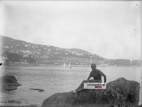 Homme sur les - rochers,, mer