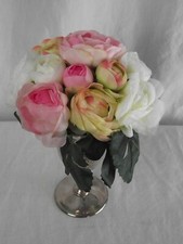 Bouquet rond en tissus jaune, rose et blanc. Etat neuf