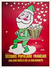 HERVÉ MORVAN – SECOURS POPULAIRE FRANÇAIS– AFFICHE ORIGINALE - 1977 - 30X40 cm