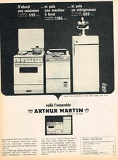 PUBLICITE ADVERTISING 1965 ARTHUR MARTIN  machine à laver  refrigérateur cuii
