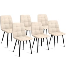 Lot de 6 chaises MILA en velours beige pour salle à manger
