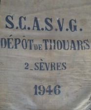 sac toile de jute S.C.A.S.V.G dépôt Thouars 2 Sèvres 1946   / voir descriptif