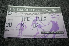 Ticket )) TFC TOULOUSE V LILLE LOSC - Saison 1989/90