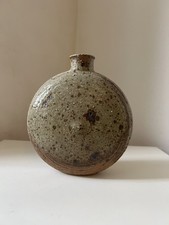 Vase soliflore rond à fond plat vintage en grès