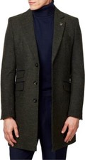 Hommes Tweed Long Manteau