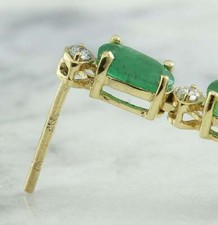 5Ct Ovale Simulé Vert Émeraude Goutte / Pendantes Oreilles 14k Jaune Plaqué Or