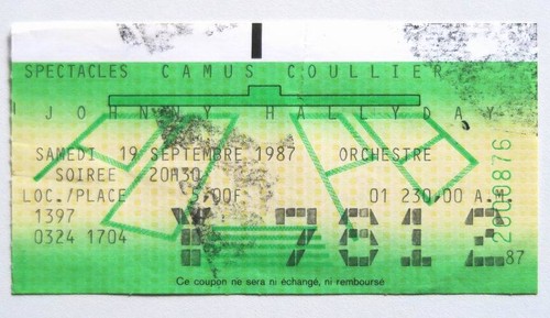 Johnny hallyday billet ticket - johnny,