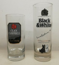  Verre À Whisky Black & White,Clan Campbell, Vintage, décoration H 16 et 13 Cm 