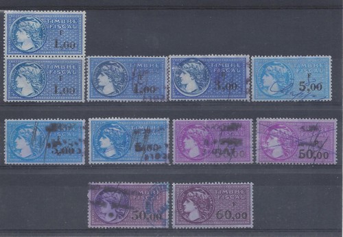 Lot timbres fiscaux obliteres - fiscaux,