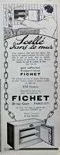 PUBLICITÉ DE PRESSE 1925 COFFRE-FORT FICHET SCÉLLÉ DANS LE MUR