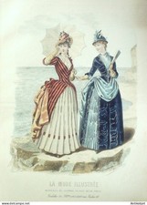 Gravure Mode illustree 1885 #