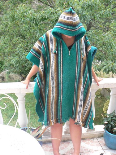 Poncho capuche adulte mélange