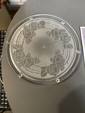 DESSOUS DE PLAT ancien verre deux tons d dépoli décor fleurs roses. vintage