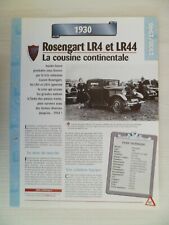CARTE FICHE AUTO  ROSENGART LR4 ET LR44 1930  (61-62)