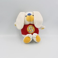 Doudou lapin blanc rouge jaune