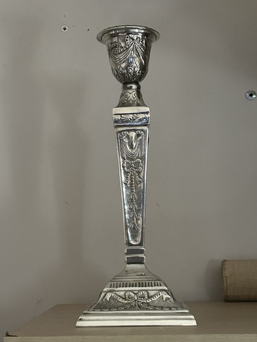 Bougeoir argenté 30cm - argenté,