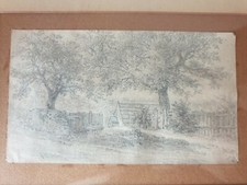 Georges Michel (1763-1843), Dessin à la pierre noire, Petit hameau