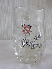 Ancienne chope à bière en verre émaillé brasserie LA MEUSE EXPORT NANTES objet de collection