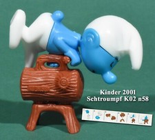Kinder 2001, Schtroumpf K02 n58, gymnaste sur cheval d’arçon + BPZ