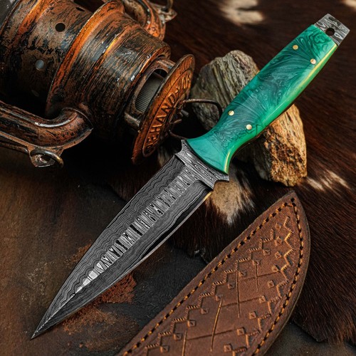 Damascus dagger knife - 9.4",